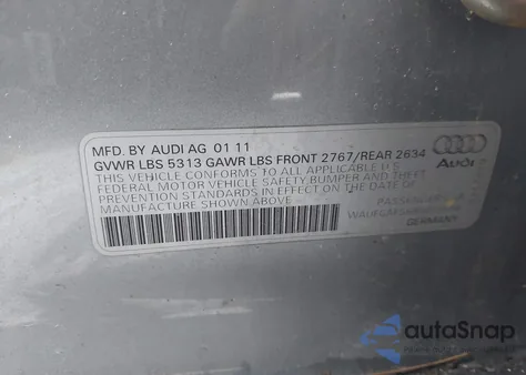 2011 Audi A6 3.0 Premium z USA, uszkodzony, nr VIN WAUFGAFB6BN055558